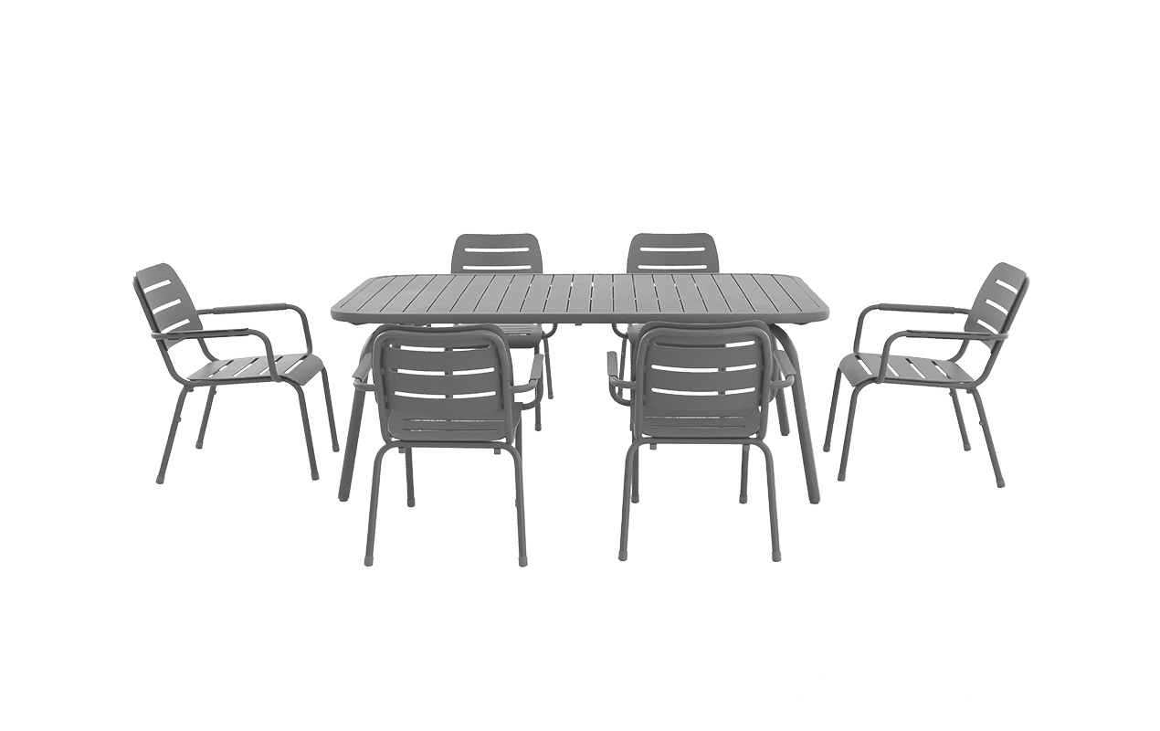 Salon de jardin Kleo avec fauteuils 6 places gris | MWH®
